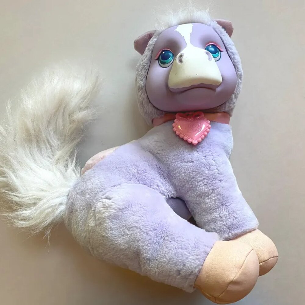 RARE 1990s Purple Pony Surprise Hasbro Plush Stuffed Animal 90s Girls Toy Collar